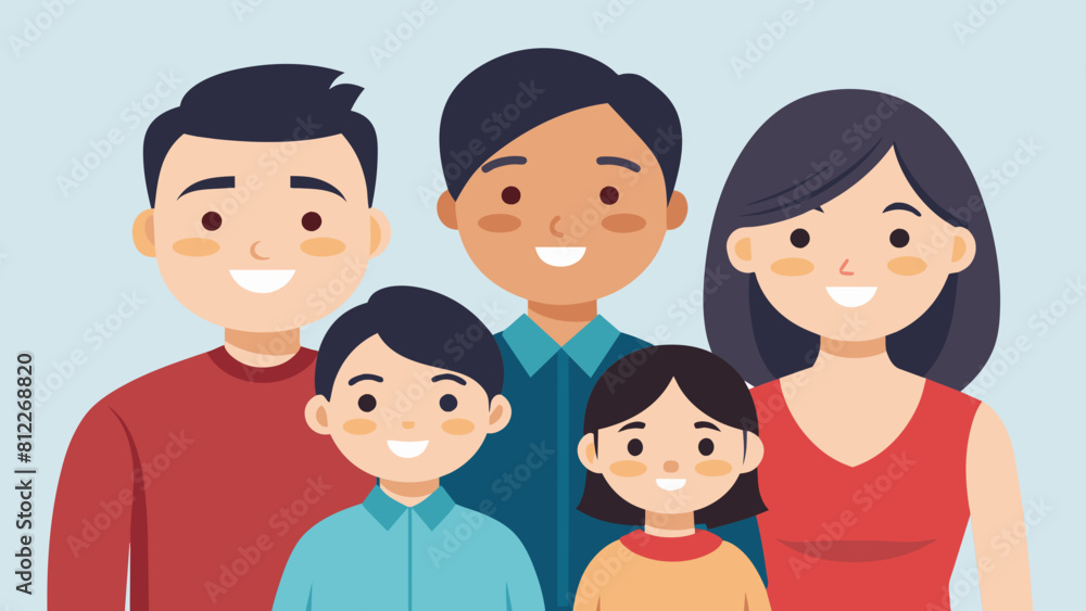 asian happy family dad mom daughter and son tog cartoon vector illustration asian happy family dad mom daughter and son tog cartoon vector illustration