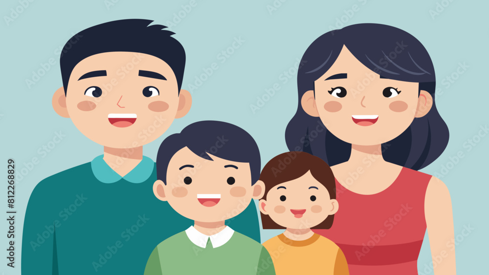 asian happy family dad mom daughter and son tog cartoon vector illustration asian happy family dad mom daughter and son tog cartoon vector illustration