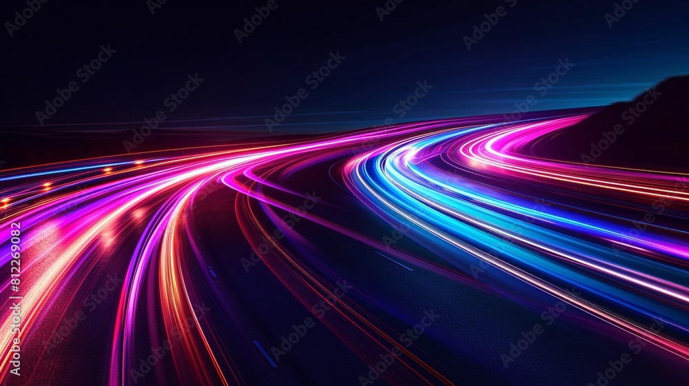 Busy Highway at Night With Long Exposure Busy Highway at Night With Long Exposure
