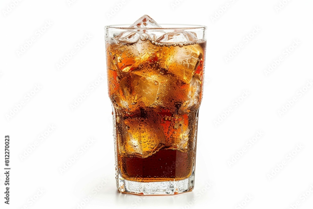 Glass of Soda With Ice on White Background Glass of Soda With Ice on White Background