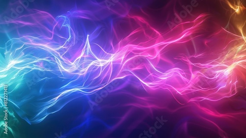 Abstract multicolored blue violet red and green beautiful digital modern magical shiny electric energy laser neon texture with lines AI generated