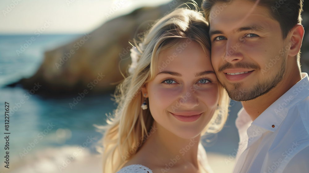 Obraz premium A couple in love at the sea