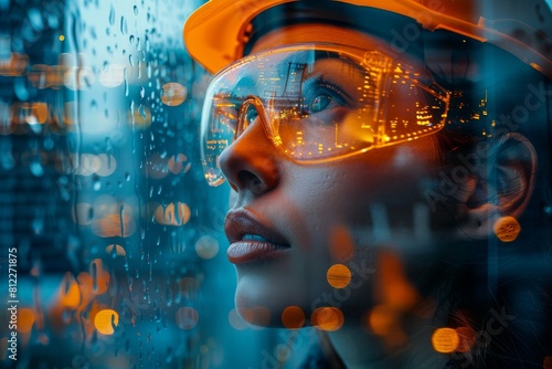 A mysterious image capturing rain on a window with blurred city lights creating a moody bokeh effect