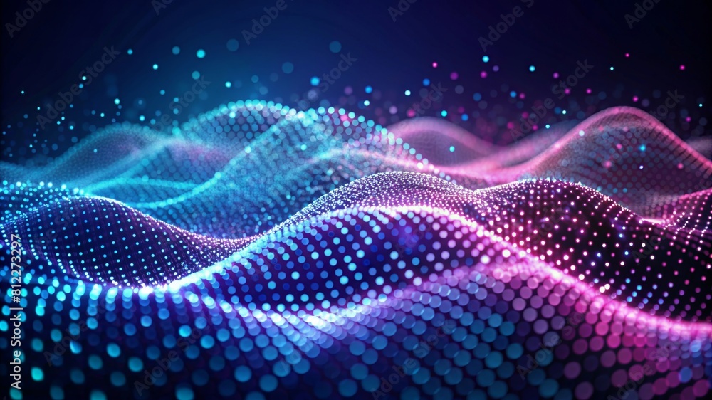 Digital wave with many dots and particles Digital wave with many dots and particles