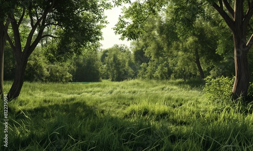 Grassy Field Surrounded by Trees and Grass