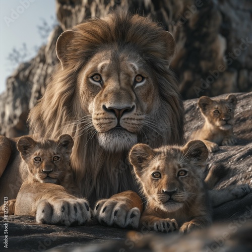 Group of Lions Sitting Together