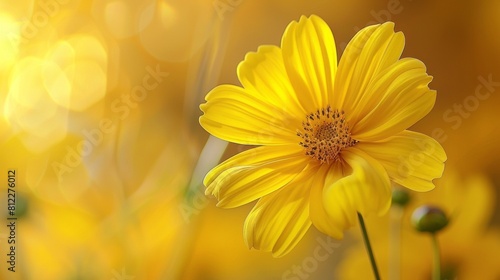 A close up of a yellow flower with green stems, AI © starush