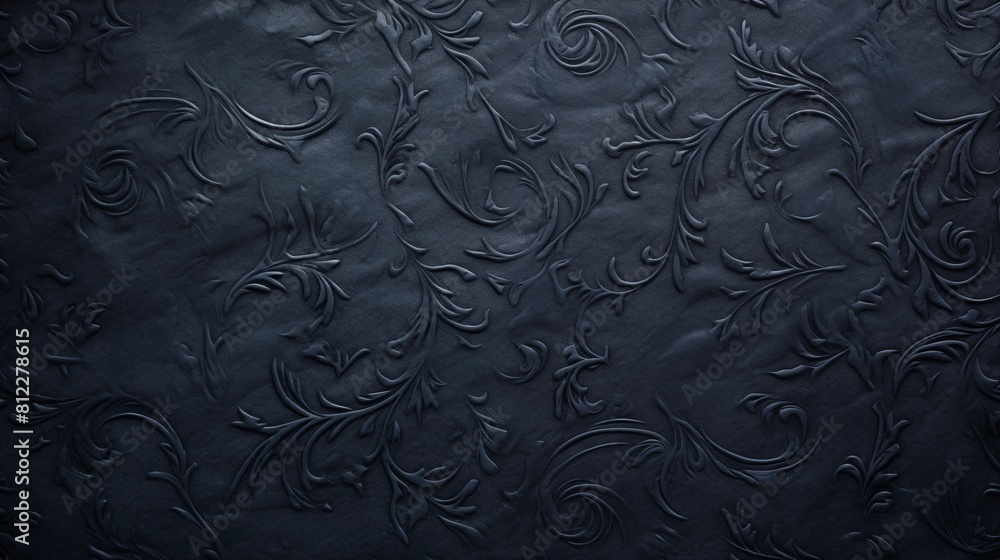 Elegant Black Embossed Floral Pattern Over a Dark Ornamental Background.