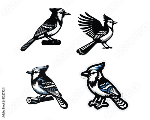 blue jay silhouette vector icon graphic logo ai generated design adorable bizarre mcurious illustrator logotype