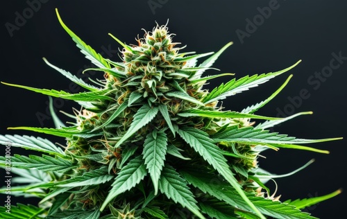 Close-up of a cannabis plant against a dark background 