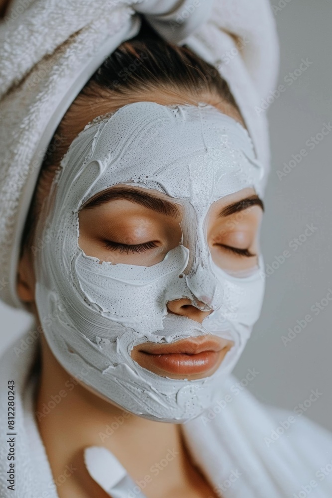 A woman with a face mask on her head, AI A woman with a face mask on her head, AI