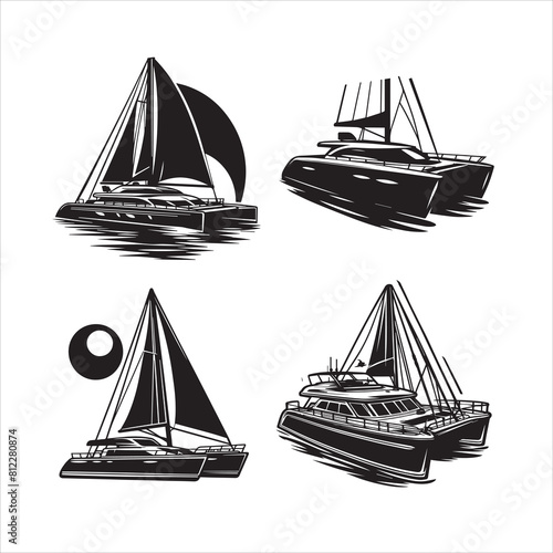 catamaran silhouette vector icon graphic logo ai generated design photo