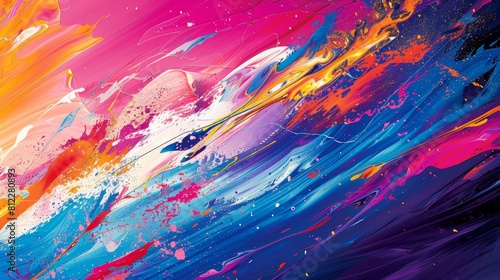 A colorful painting with a lot of different colors and shapes, AI © starush