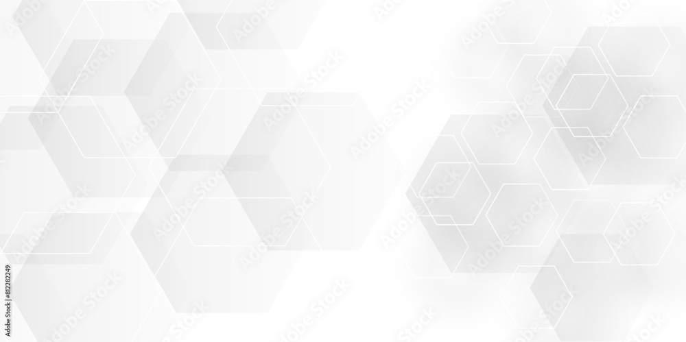Fototapeta premium Seamless pattern with hexagon. White Hexagonal Background. Luxury honeycomb grid White Pattern. Vector Illustration. 3D Futuristic abstract honeycomb mosaic white background. geometric mesh cell text.
