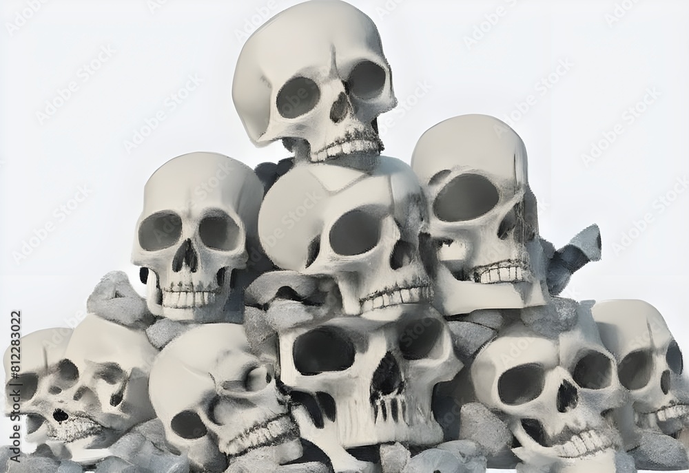 Pile of human skulls Transparent background PNG Pen beautiful pic






