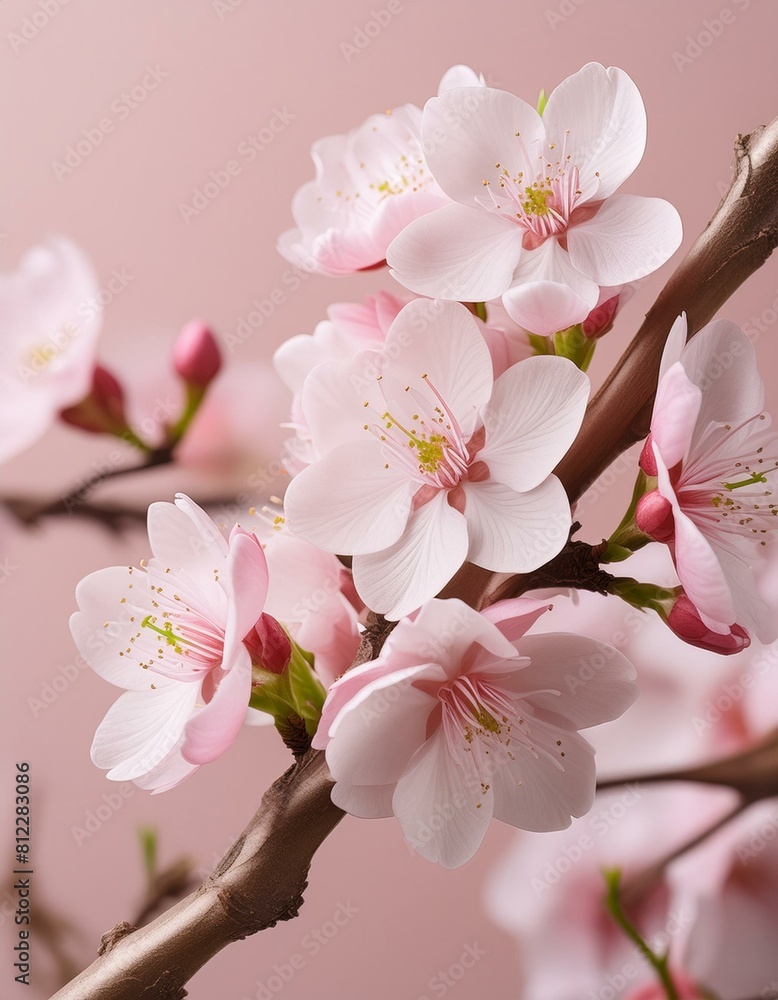 ai generative of tree flowers nauture; pink pastel background