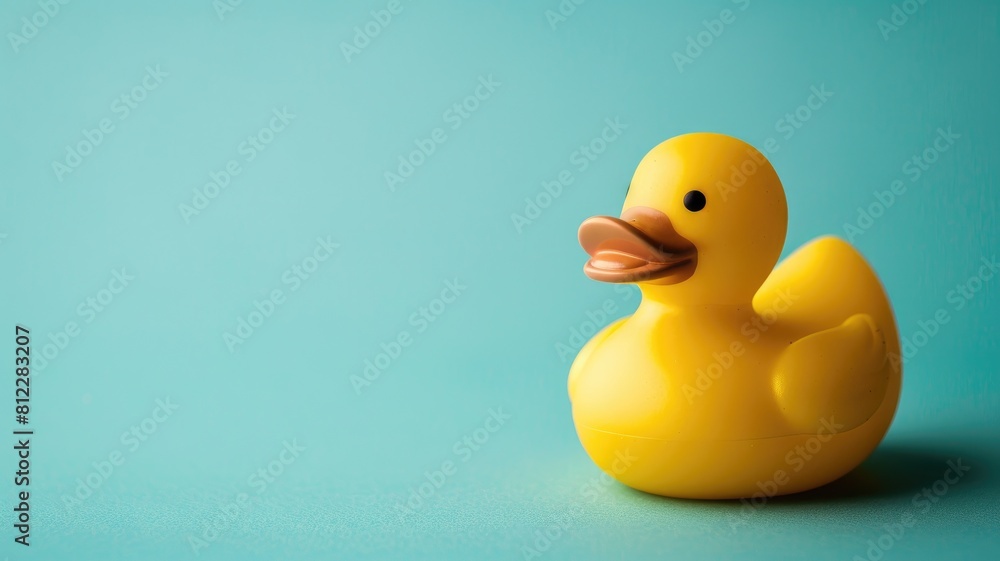Yellow rubber duck on blue background Yellow rubber duck on blue background