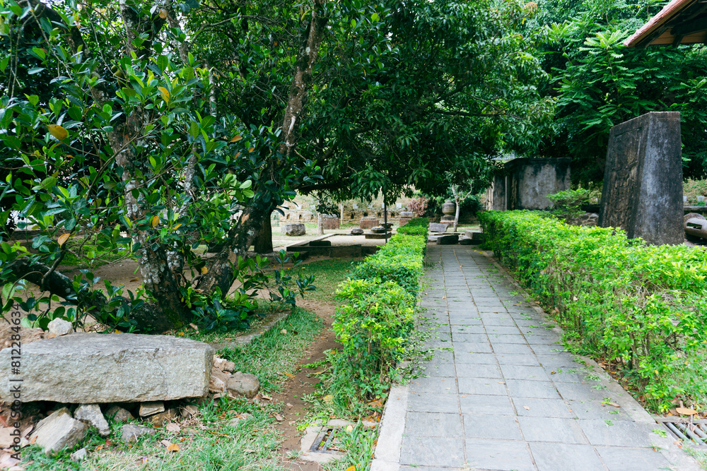 An ancient Buddhist garden with the ruins of the city and the temple An ancient Buddhist garden with the ruins of the city and the temple