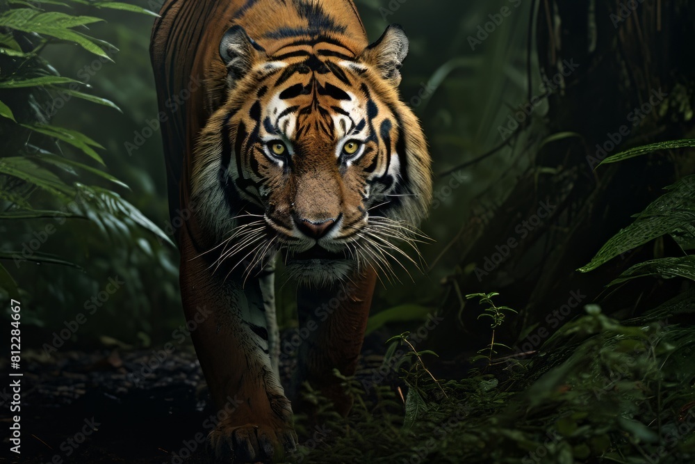 Jungle Guardian A Tiger's Stealth Beneath the Veil of Tree Canopies Jungle Guardian A Tiger's Stealth Beneath the Veil of Tree Canopies