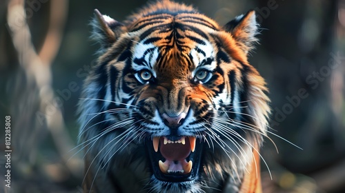 Angry tiger head, Wild animals