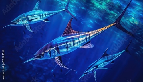 Giant Marlin fish in the ocean  beautiful view of marlin fish in the blue ocean