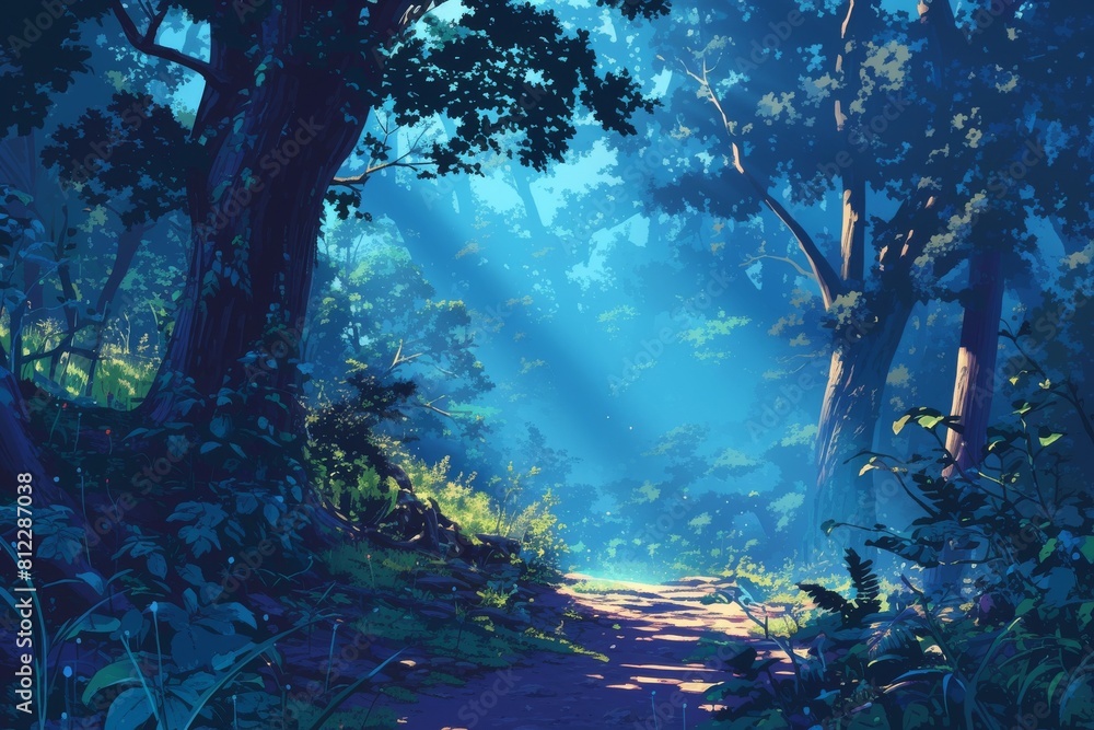 Fototapeta premium enchanting moonlight forest landscape ideal for fantasy-themed graphic designs