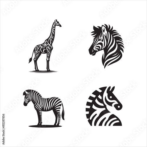 zebra silhouette vector icon graphic logo  design