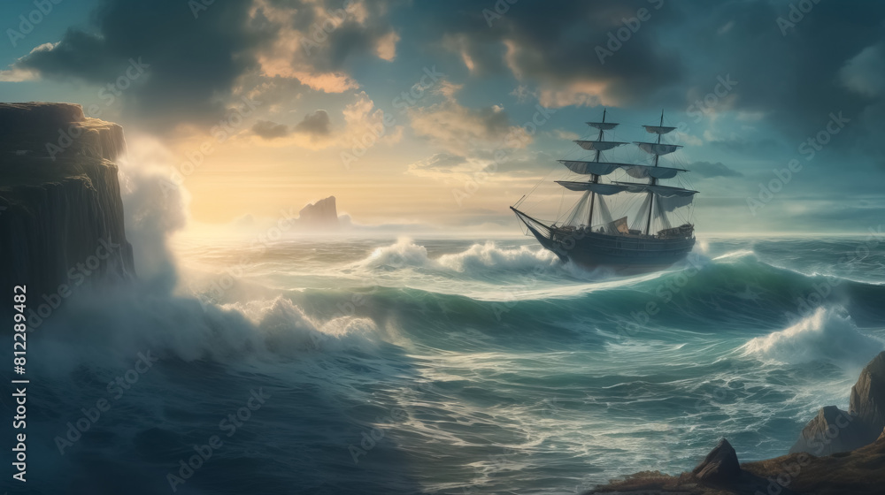 Obraz premium At the edge of the world. surreal mystical fantasy artwork