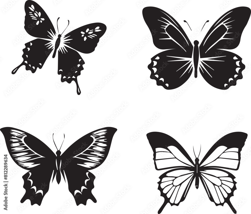 set of butterflies set of butterflies