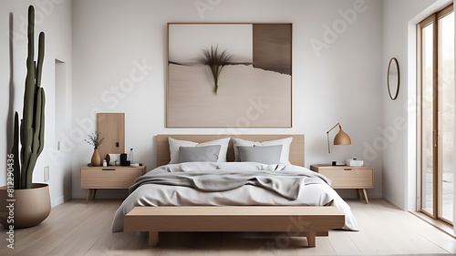 Scandinavian interior design of modern bedroom. 
