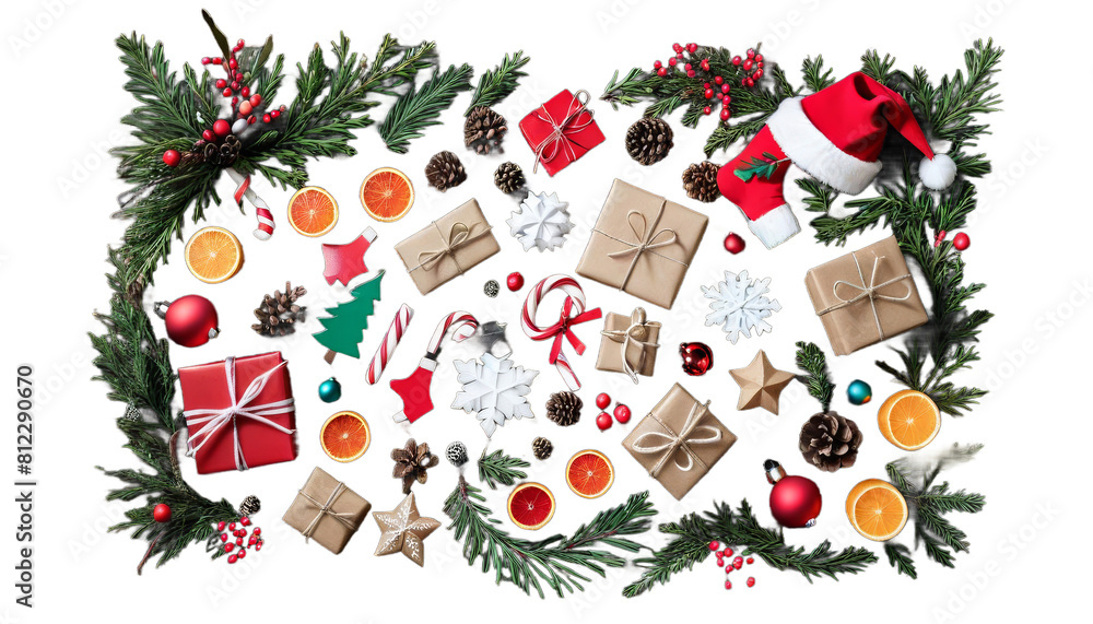 set corners christmas corner border decoration red celebration holiday illustration winter white ornament green frame angle ribbon garland traditional december tree branch isolated gold greeting