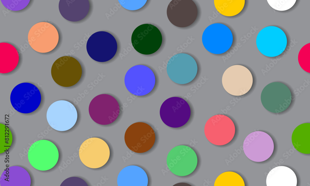 Colorful dotted seamless pattern. trendy polka dots. color circle. gray background.