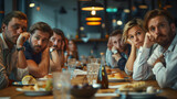 Photo realistic portrayal of Endless Meeting Syndrome as Employees endure unproductive meeting with evident boredom and frustration   Business Stock Photo Concept