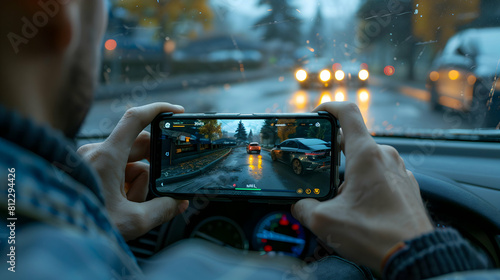 Immersive Photo Realistic Mobile Gaming on the Go Concept Captures Individuals Enjoying Smartphone Games Anywhere, Anytime   Adobe Stock photo