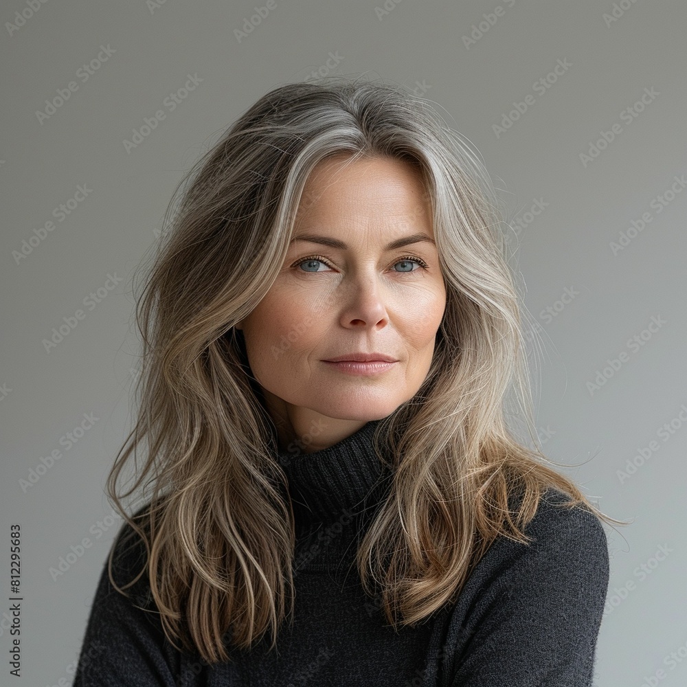 Woman With Long Hair and Turtle Neck Sweater Woman With Long Hair and Turtle Neck Sweater