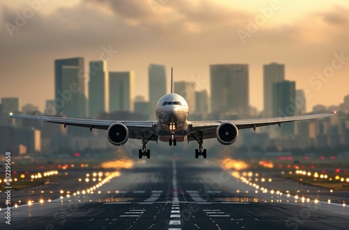Airplane Taking Off From Airport Runway