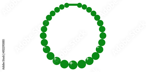 Hand Drawn Sketch Pearl Green Necklace Vector Illustration.
