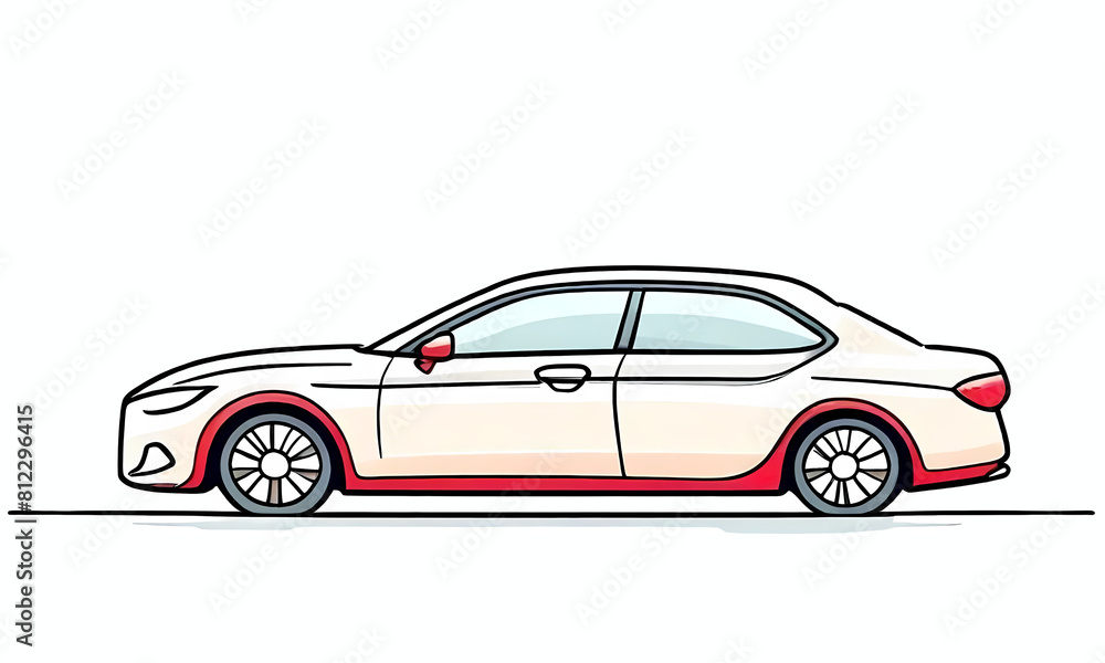 Modern saloon car illustration with a white background