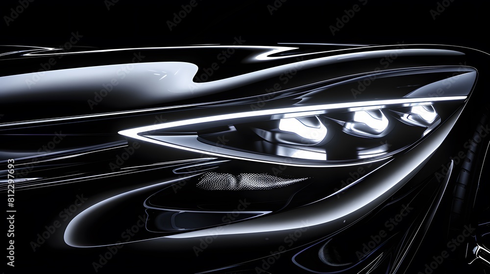Modern car headlight close-up scene (3D Illustration) Modern car headlight close-up scene (3D Illustration)