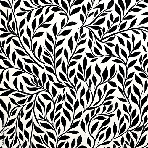seamless floral background black and white background ai generative 