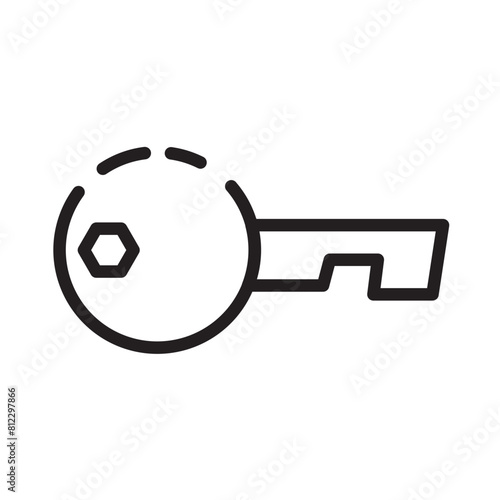Guard Key Lock Line Icon