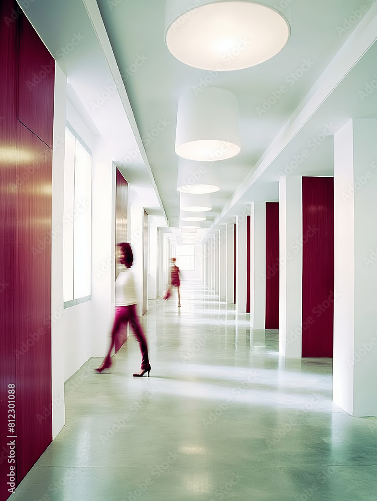 person in a corridor