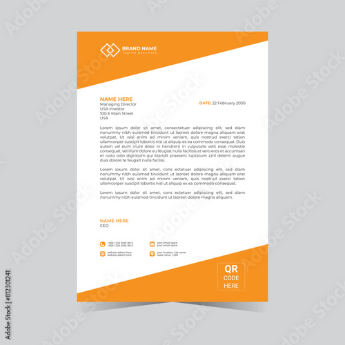 Modern Minimalist Clean Corporate Business Letterhead Design Template.