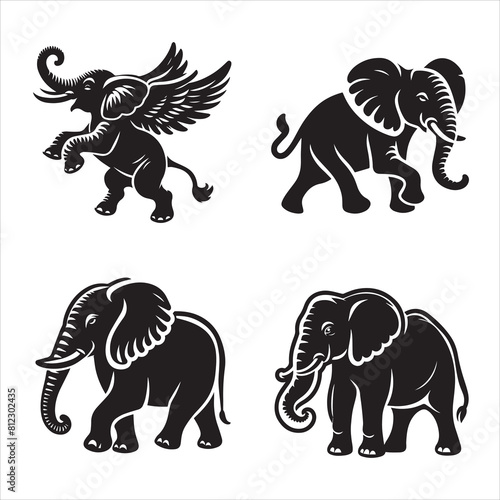 Elephant silhouette vector icon graphic logo ai generated design