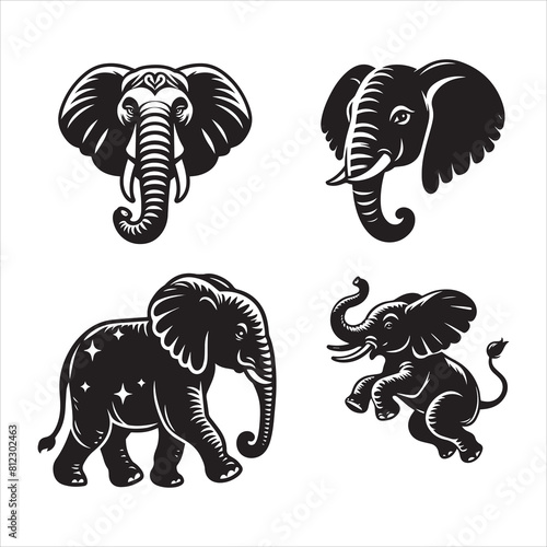 Elephant silhouette vector icon graphic logo ai generated design