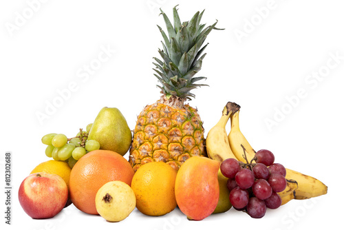 Group of fruits of different colors and flavors  no background