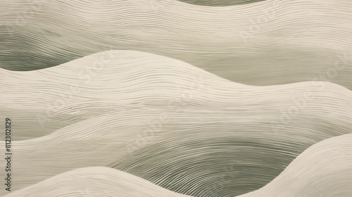 Abstract Beige Waves with Flowing Lines and Textured green Pattern.