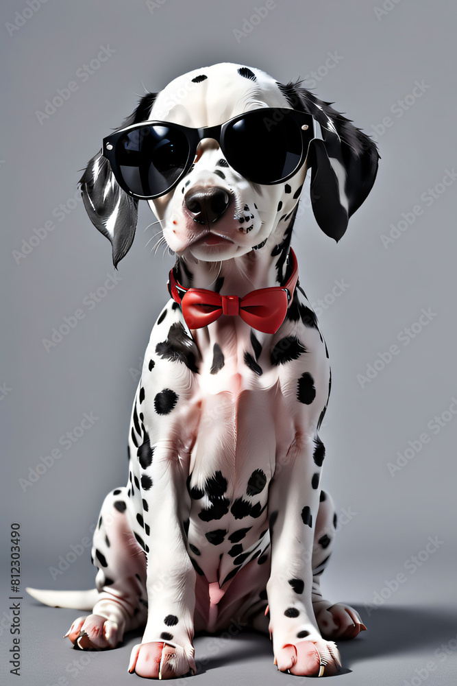 Dalmatian dog puppy with sunglass shade glasses