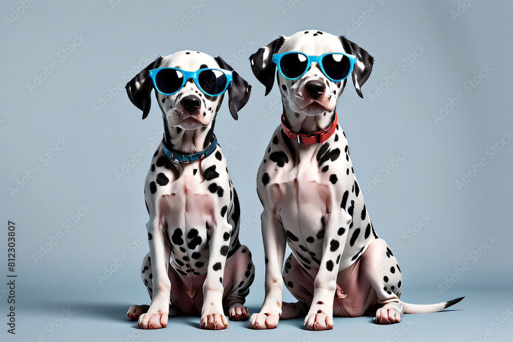 Dalmatian dog puppy with sunglass shade glasses