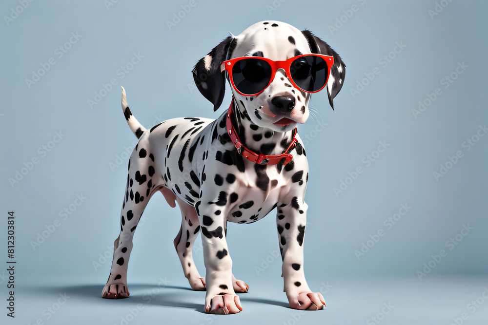 Dalmatian dog puppy with sunglass shade glasses